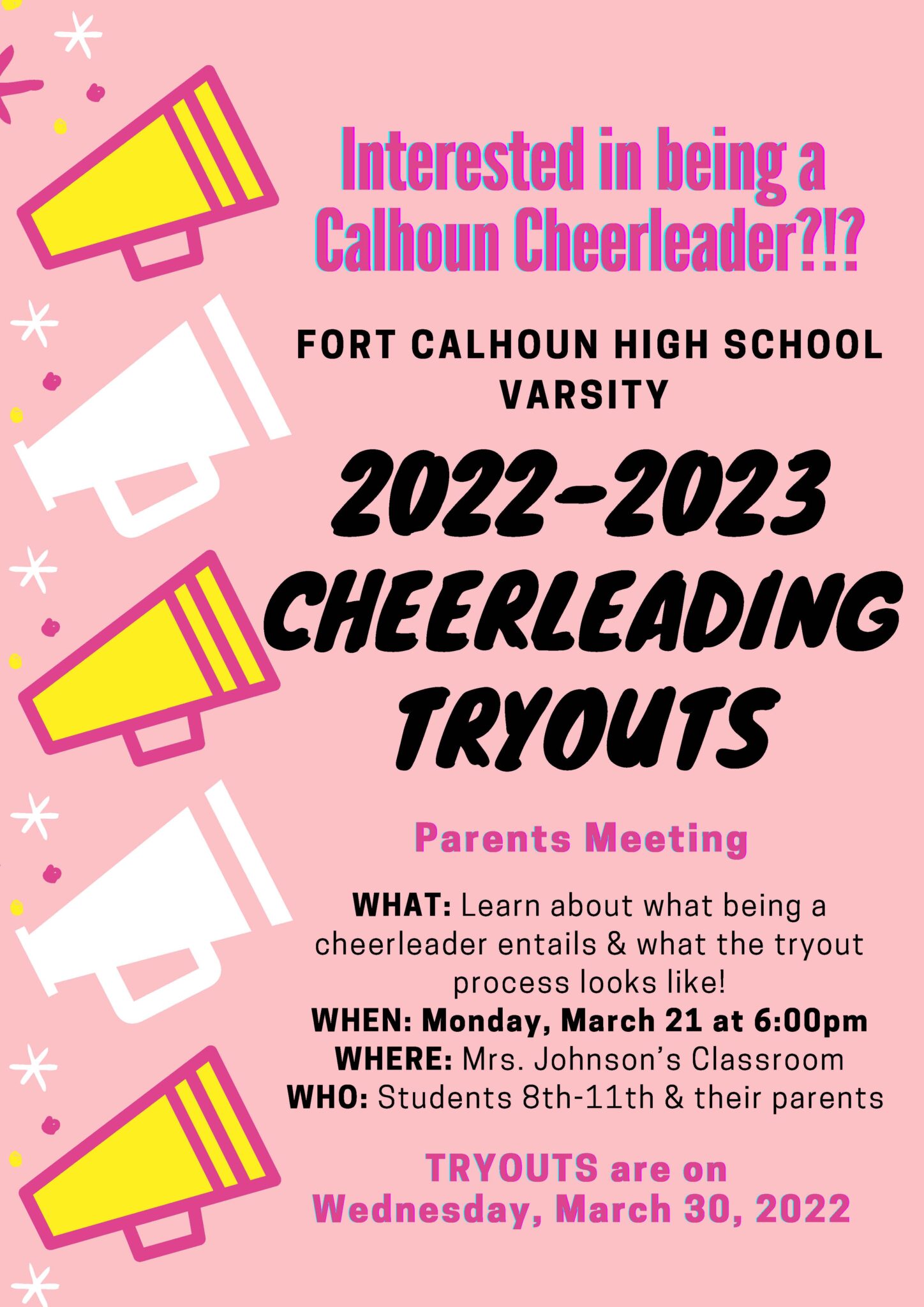 2022 2023 Cheerleading Tryouts Fort Calhoun Community Schools Summer